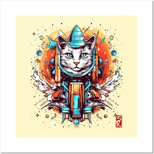 Cat rocket Posters and Art